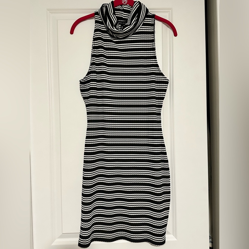 Kendall and Kylie black and white striped tank dress
